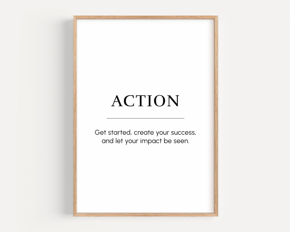 Action Definition Get Started Quote Minimalist Typographic Poster