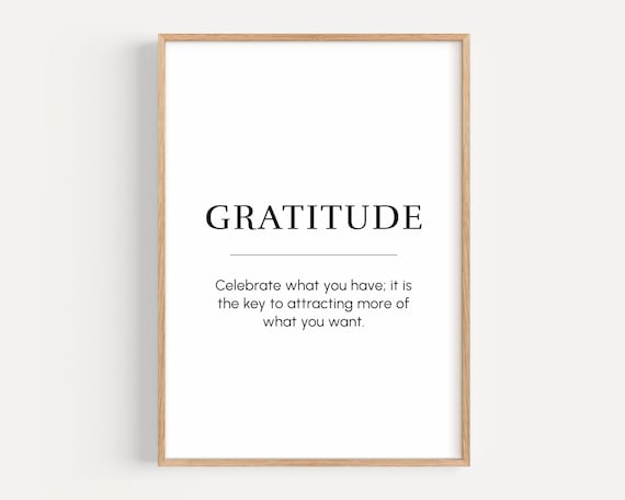 Gratitude Quote Motivational Wall Art Positive Mindset Print Inspiration Gift For Entrepreneur Office Decor