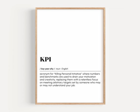 Funny Office Wall Art Kpi Definition Print Corporate Poster Cubicle Decor Coworker Gift