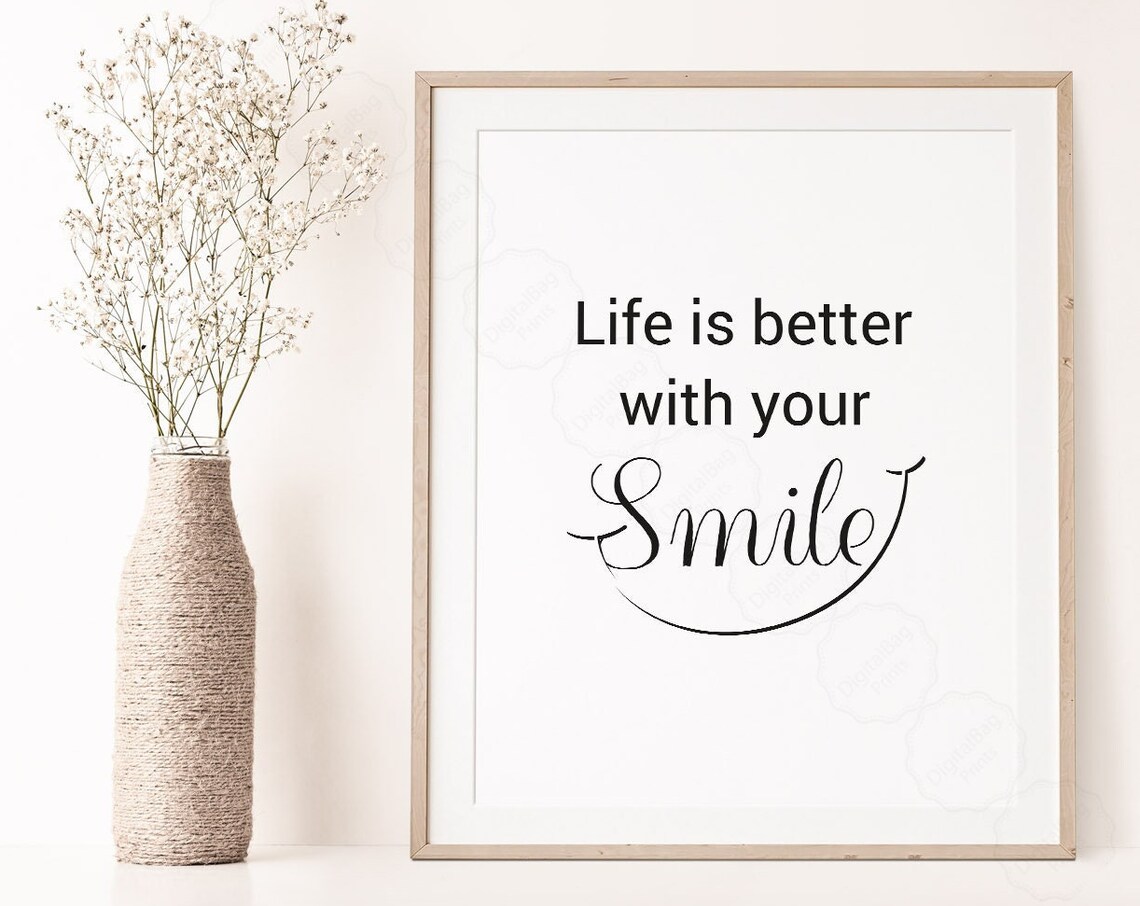 Smile Quote Poster, Uplifting Typography Decor