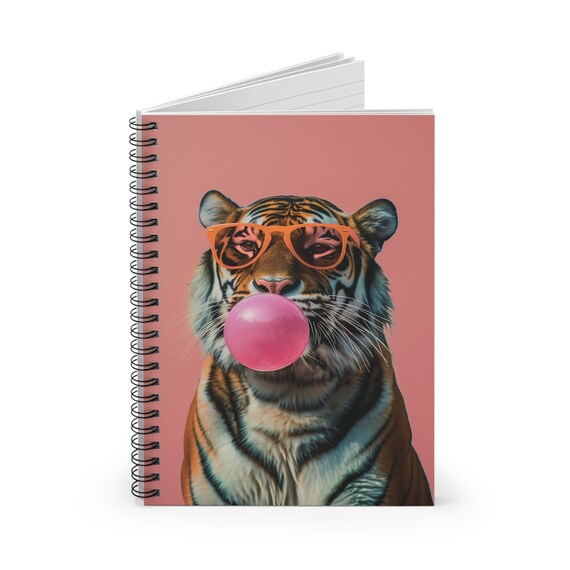 Tiger With Orange Sunglasses Blowing Pink Bubble Gum Trendy Art Poster
