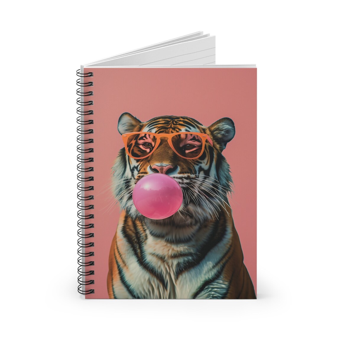 Tiger With Orange Sunglasses Blowing Pink Bubble Gum Trendy Art Poster