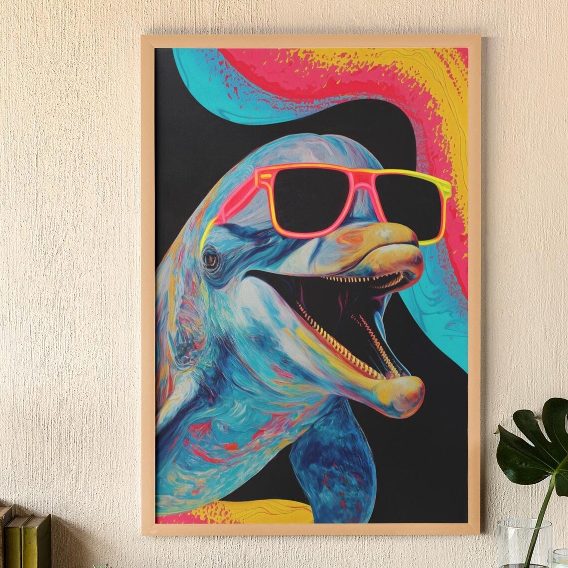 Dolphin Funky Sea Animal Poster, Tropical Ocean Decor