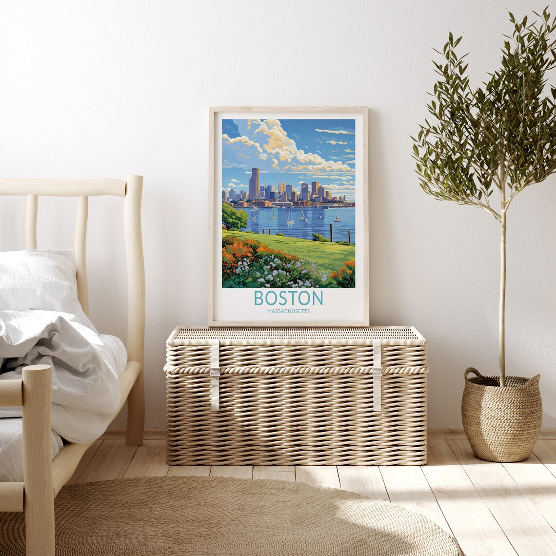 Boston Travel Poster, City Skyline Artwork - Image 3