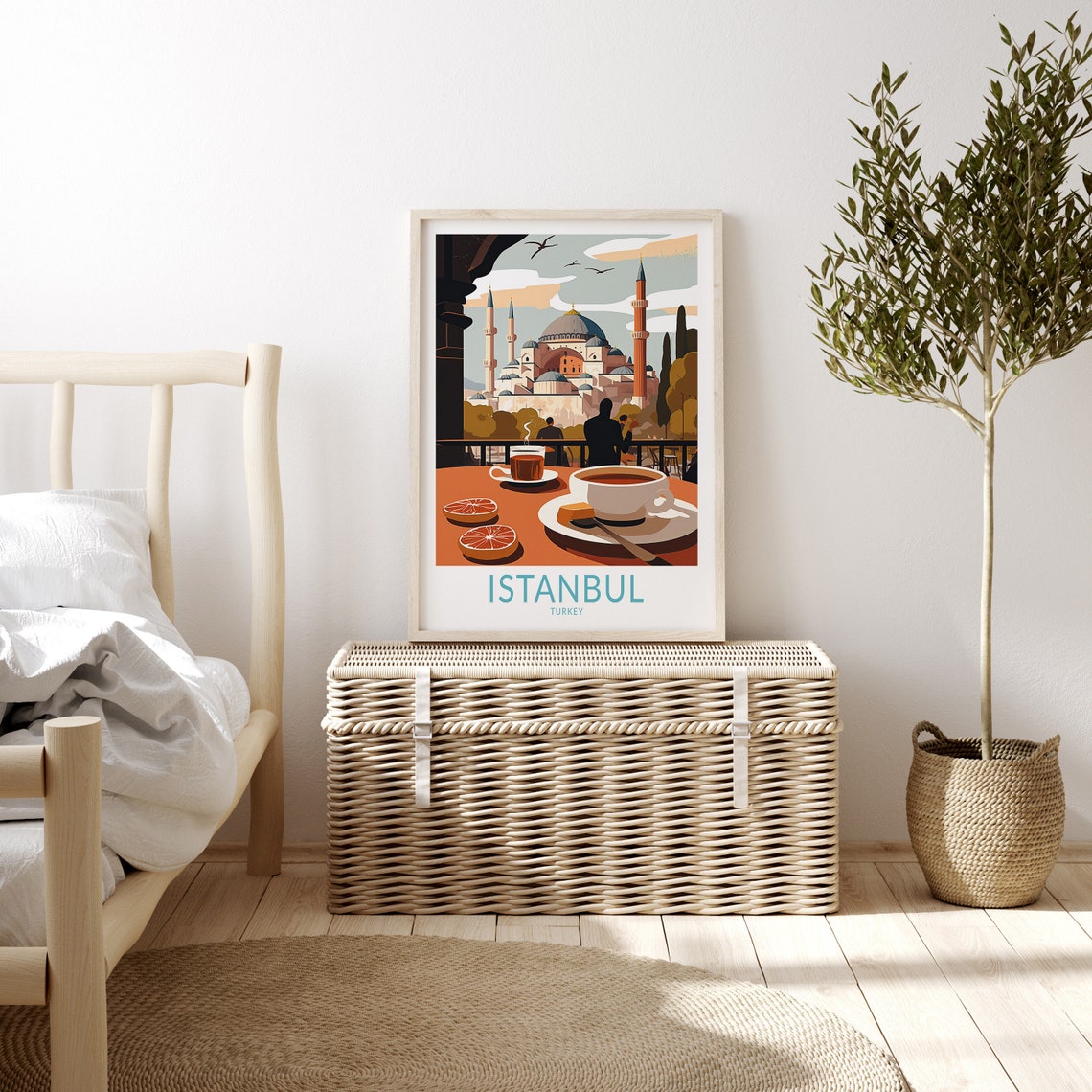 Istanbul Turkey Turkish Tea Citrus Mosque View Food Travel Poster - Image 3