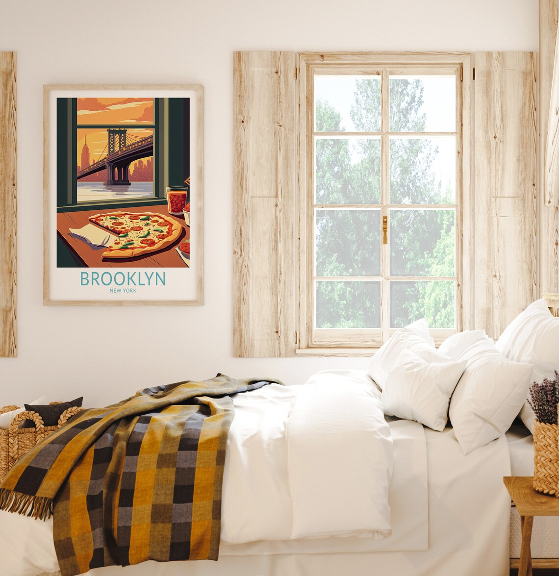 New York Brooklyn Pizza Travel Poster, Manhattan Food - Image 2