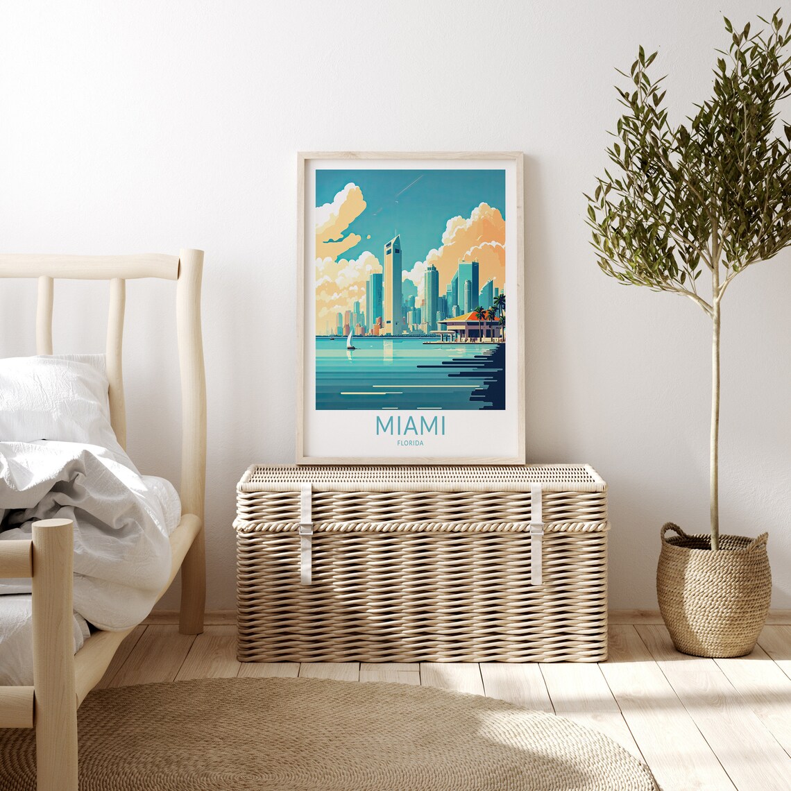 Miami Florida Skyline Travel Poster, Home Decor - Image 3