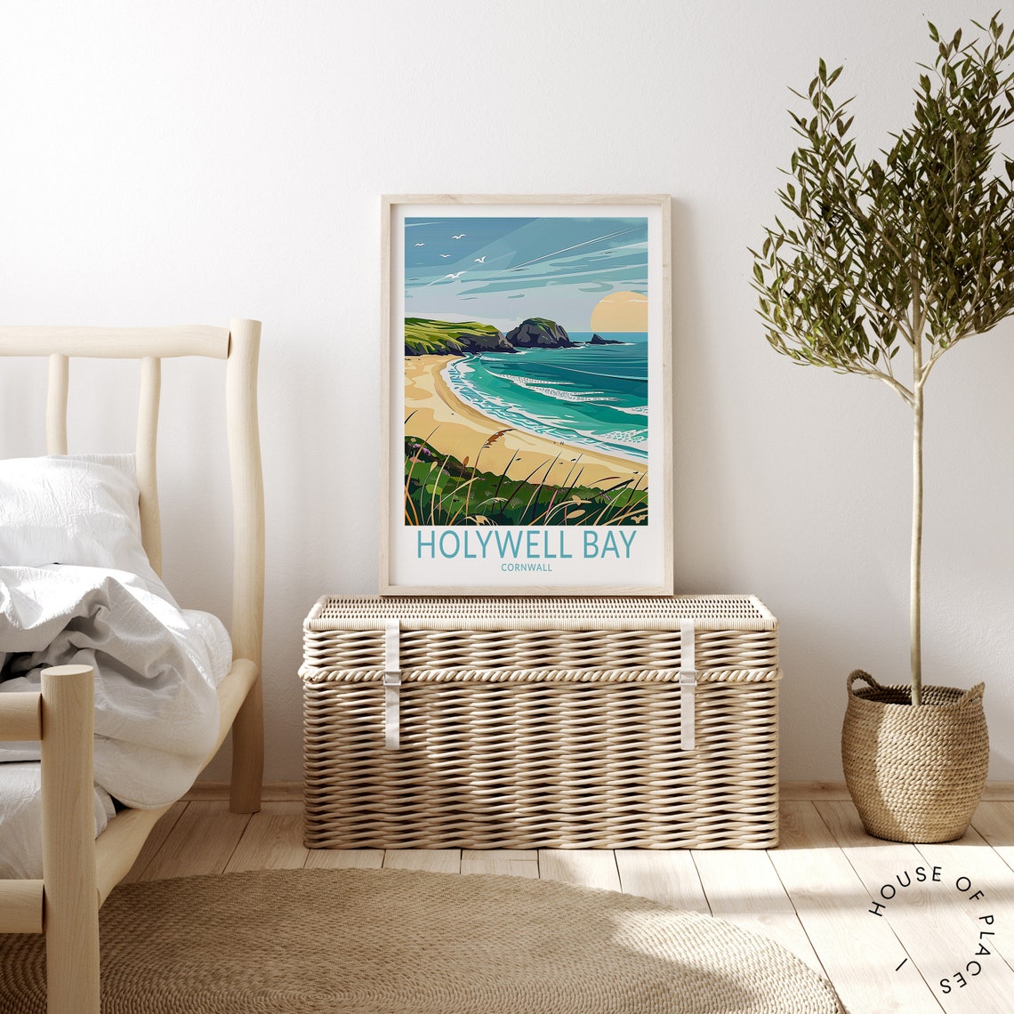 Holywell Bay Cornwall Golden Sunset Beach Cliffs Travel Poster - Image 4