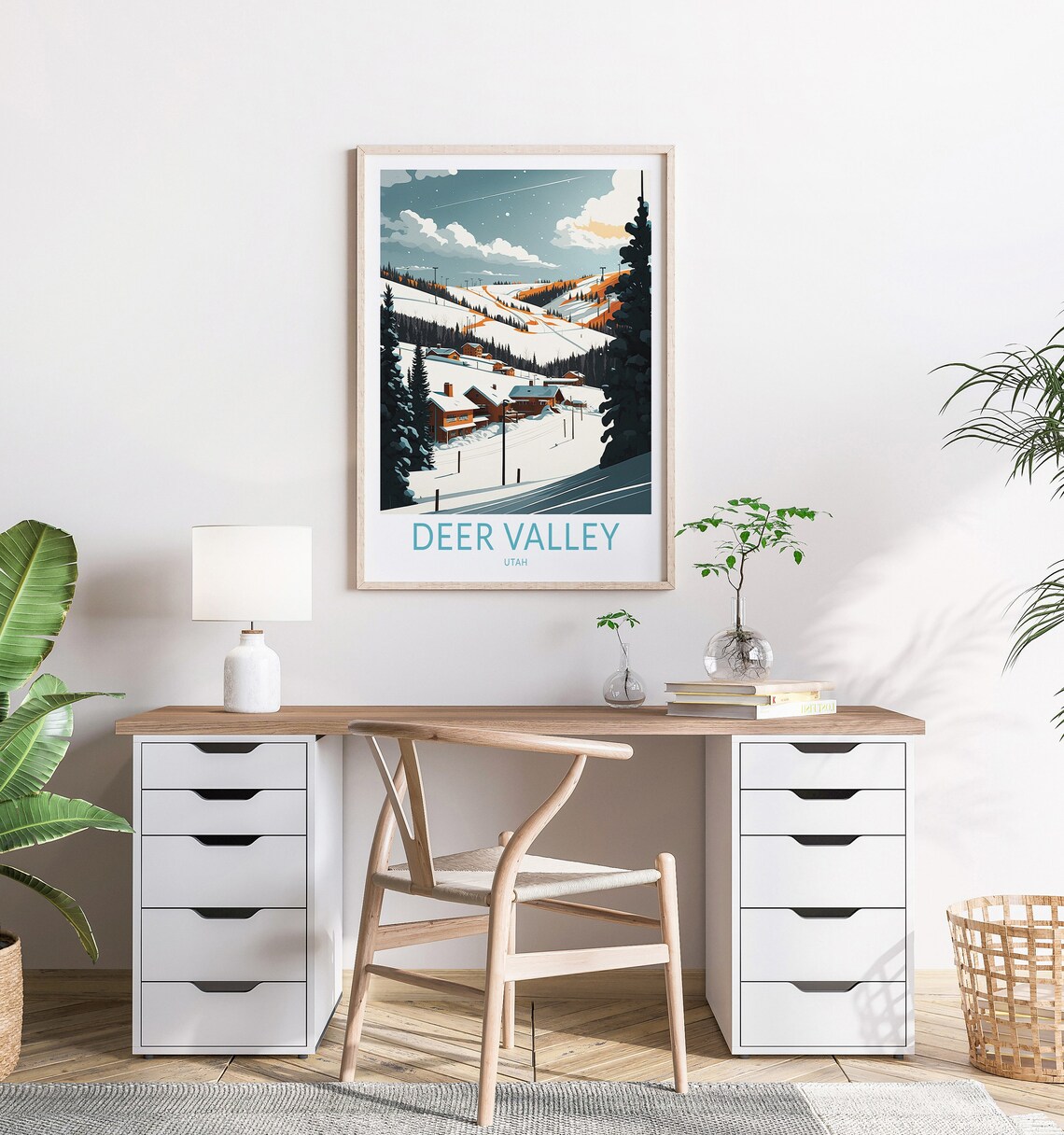 Deer Valley Utah Ski Travel Poster, Winter Travel Poster - Image 2