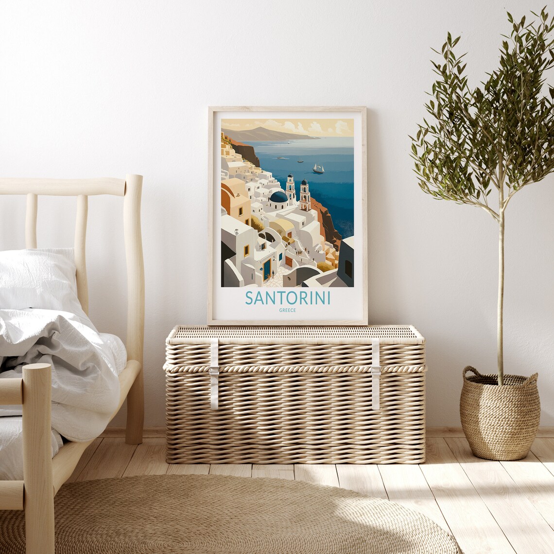 Santorini Greece Travel Poster, City Travel Art - Image 3