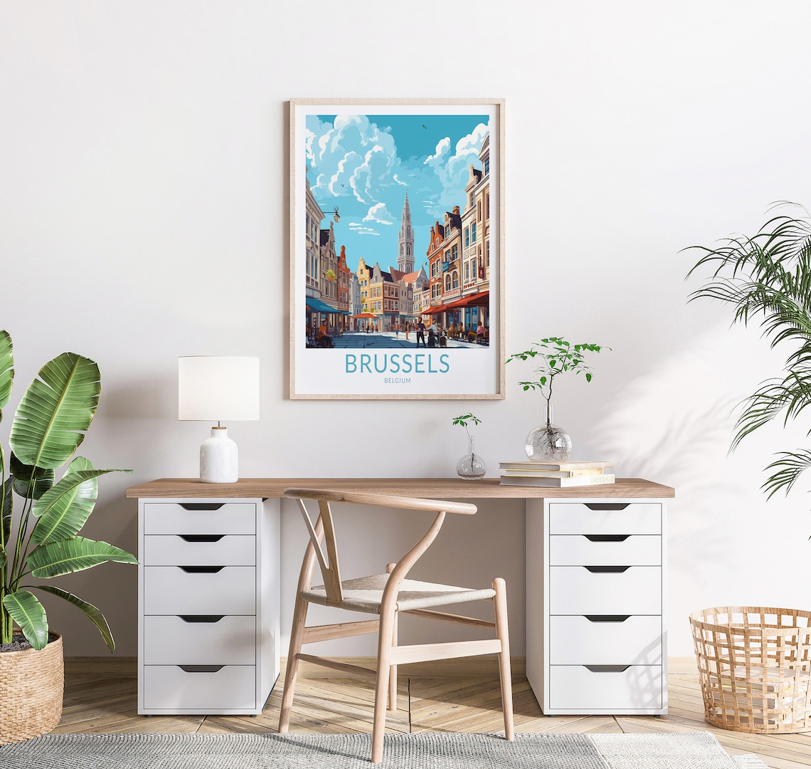 Brussels City Travel Poster, Belgium Cityscape Art - Image 2