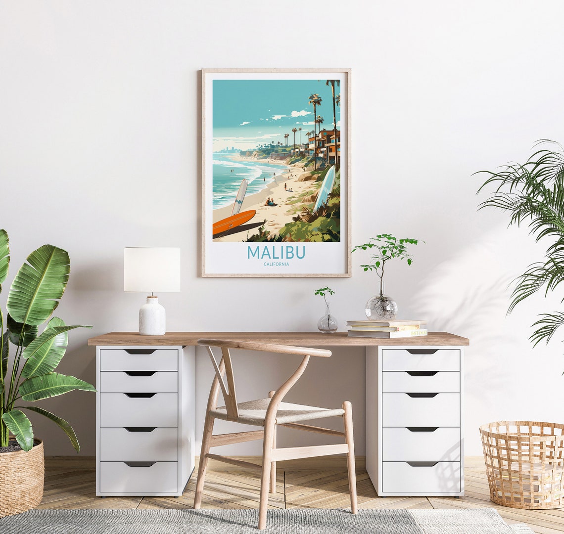 Malibu California Print Wall Art Malibu California Travel Poster Usa California Wall Art Traveler Wall Decor Traveler Gifttravel Poster - Image 2