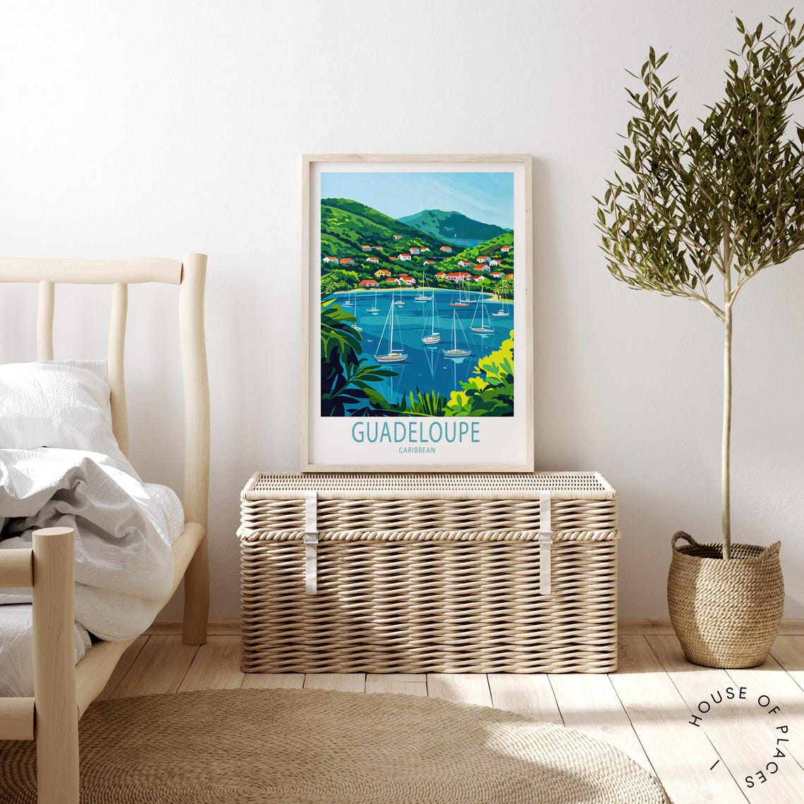 Guadeloupe Caribbean Sailboat Harbor Tropical Island Art Poster - Image 2