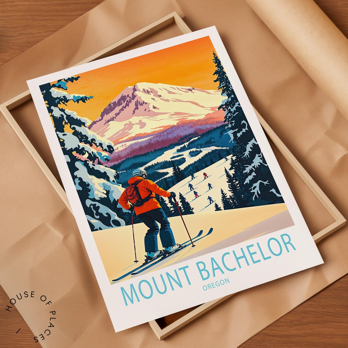 Mount Bachelor Oregon Travel Poster, Mountain Art Print - Image 2
