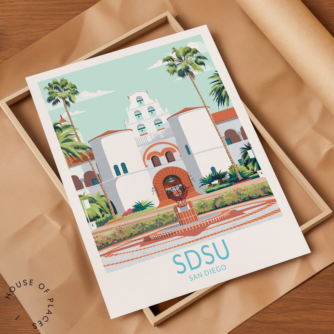 San Diego State University Travel Poster, Campus Print - Image 2