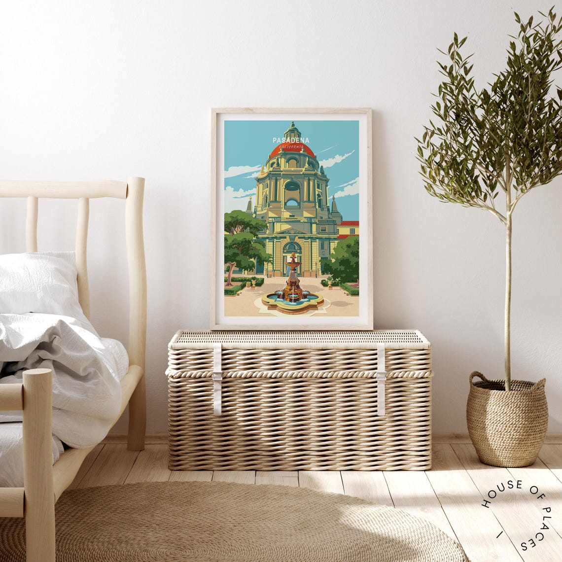 Pasadena California Red Dome City Hall Garden Fountain Poster - Image 2