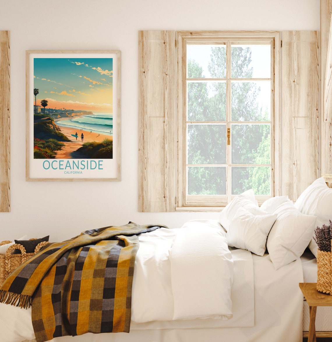 Oceanside California Sunset Beach Surfer Travel Art Poster Decor - Image 2
