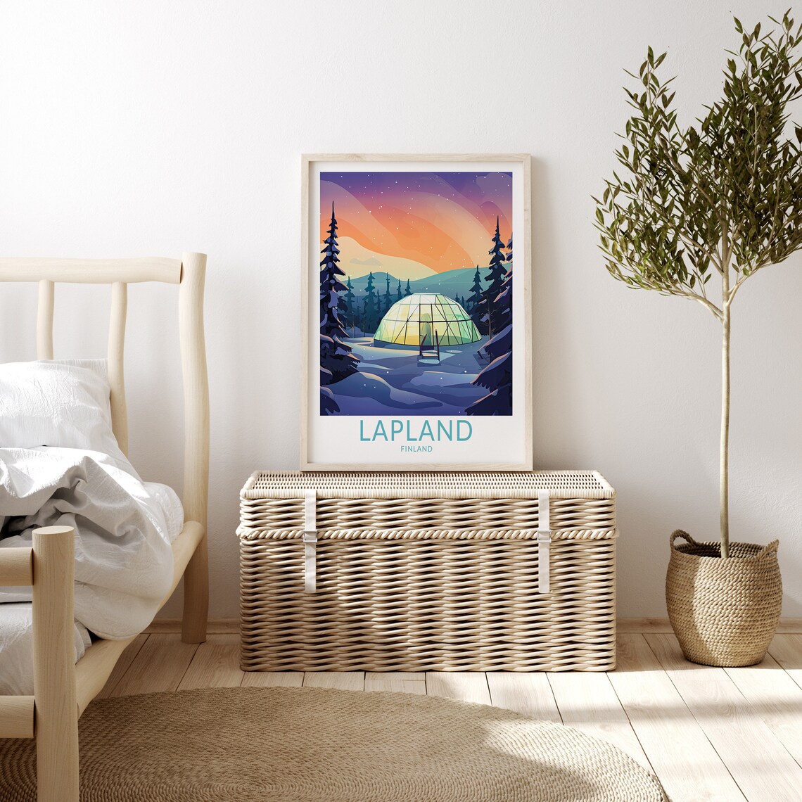 Northern Lights Lapland Finland Travel Poster - Image 3