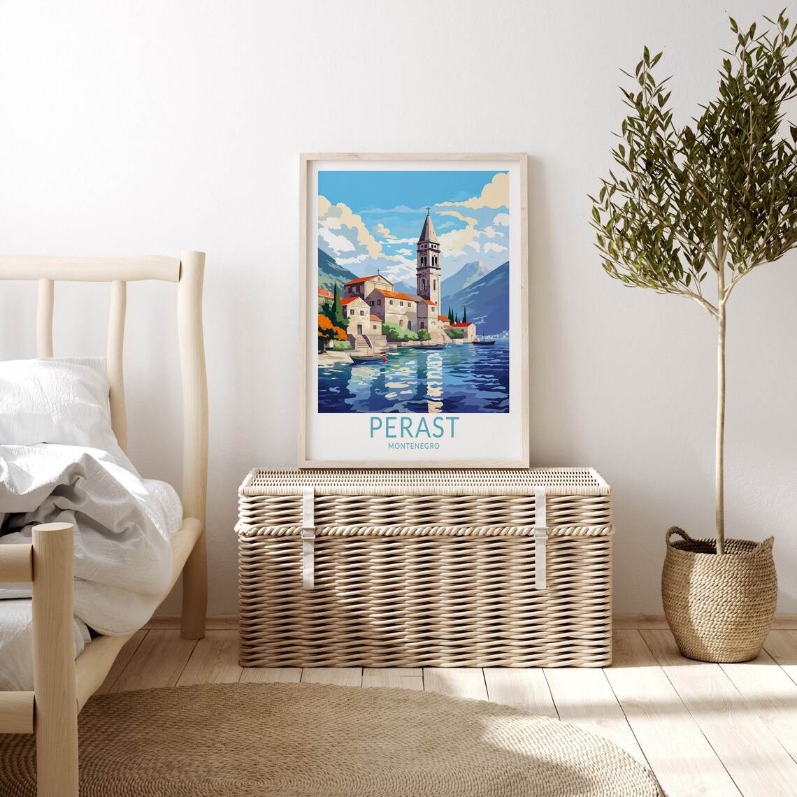 Perast Montenegro Vintage Travel Poster, City View - Image 3
