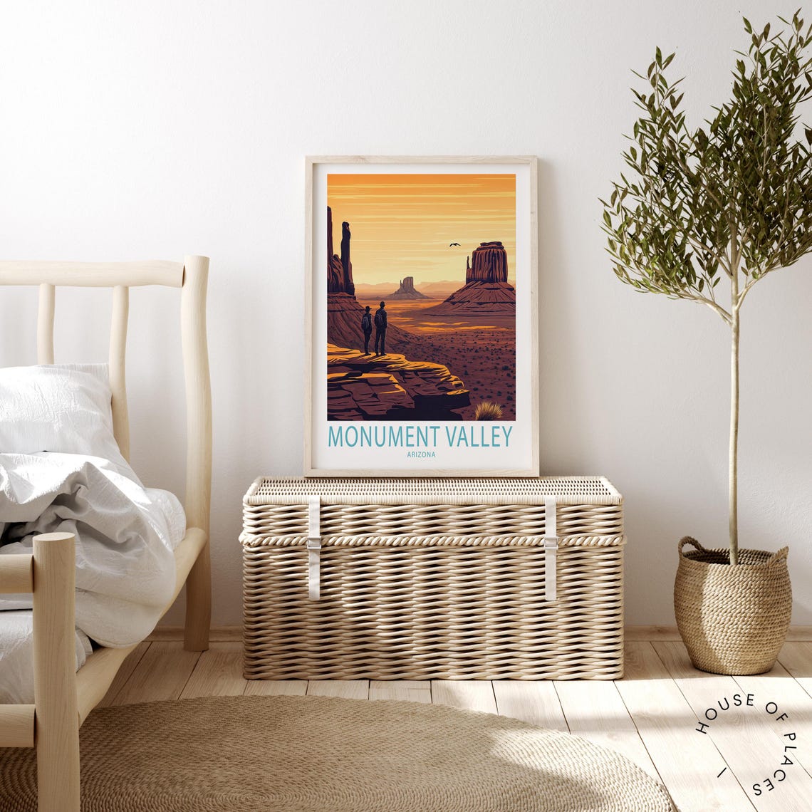 Monument Valley Arizona Desert Sunset Hikers Butte Vista Poster - Image 2