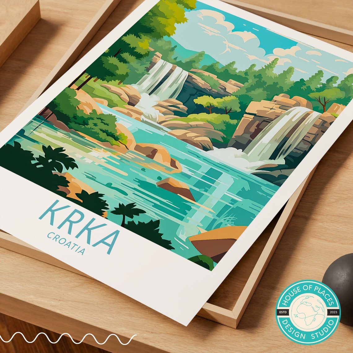 Krka Travel Poster Krka Croatia Poster Print Krka Wall Art Croatia Travel Custom Travel Gift Wall Art Birthday Gifts - Image 2