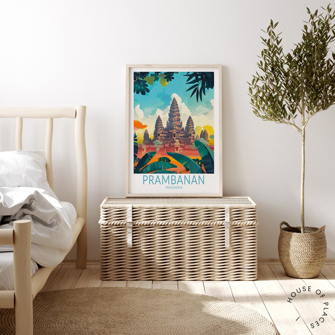 Prambanan Indonesia Temple Sunrise Jungle View Vintage Travel Poster - Image 3