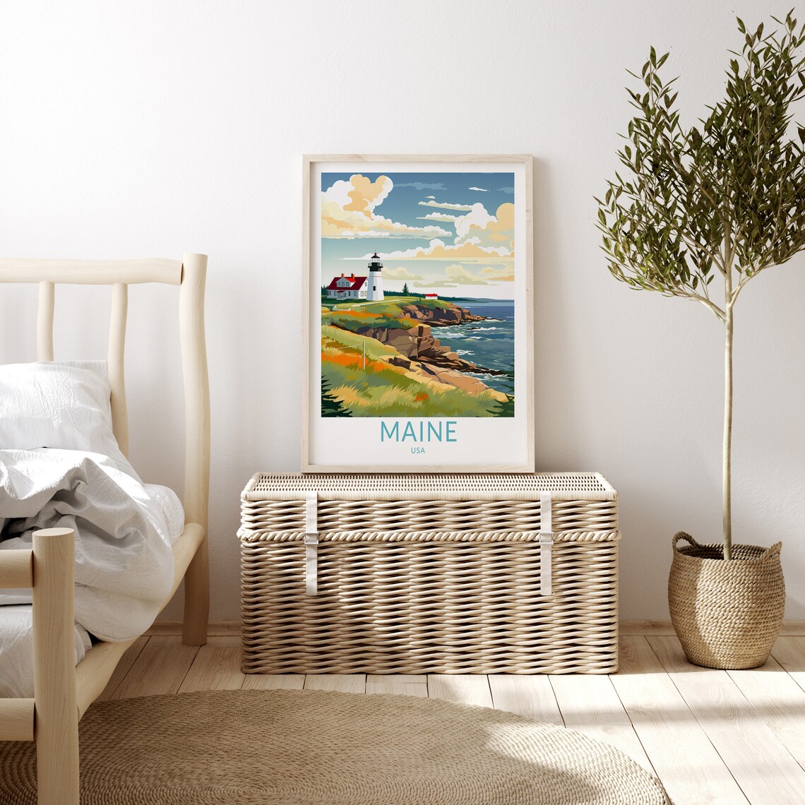 Maine Coastal Travel Poster, Maine State Travel Art - Image 3