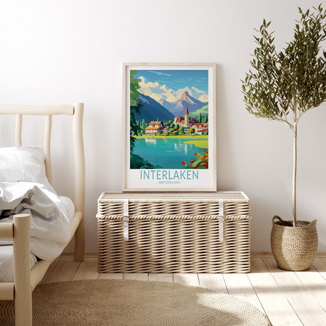 Interlaken Switzerland Travel Poster Switzerland Poster Print Switzerland Custom Travel Print Personalized Travel Poster Birthday Gifts - Image 3