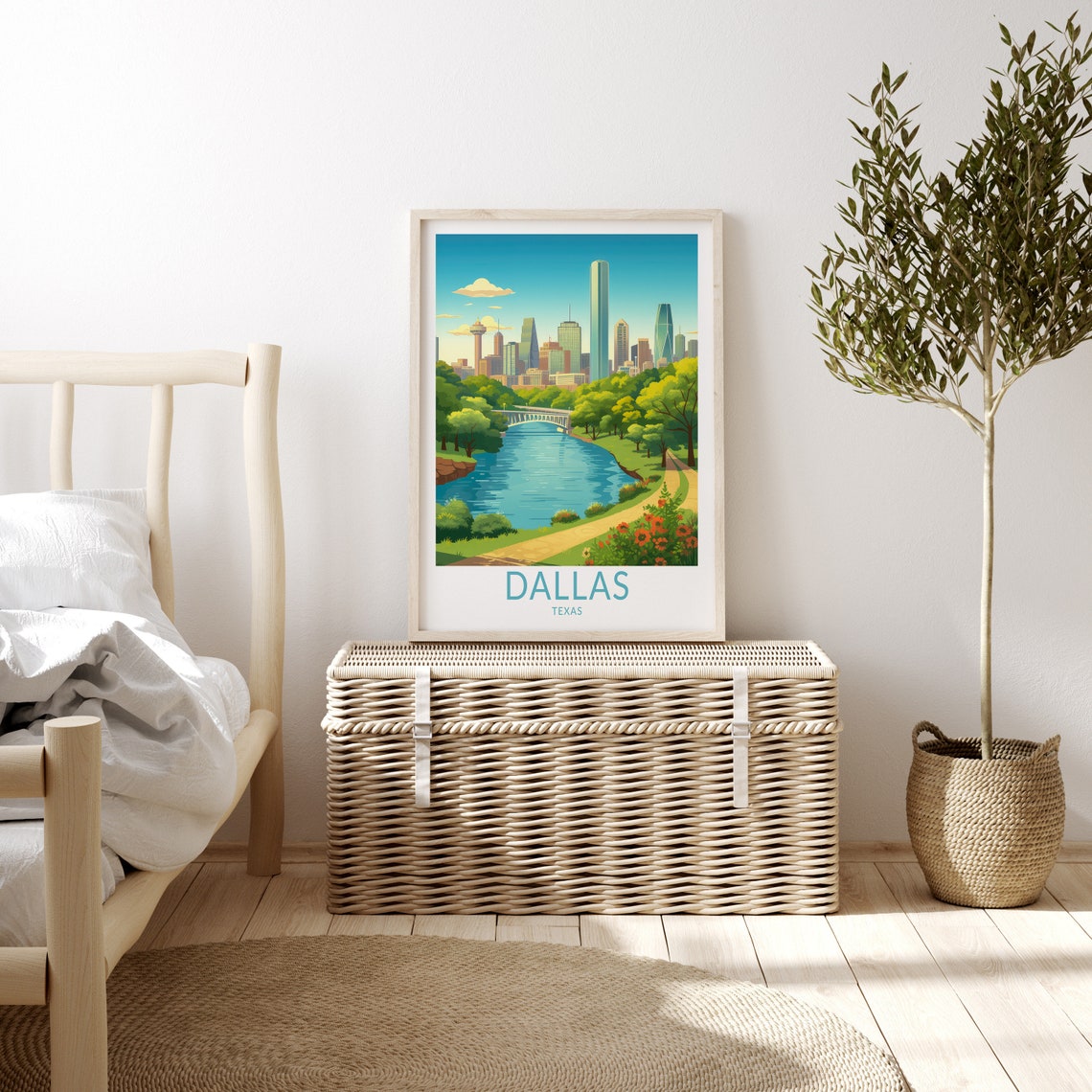 Dallas Texas Travel Print Dallas City Texas Travel Poster Dallas Texas Travel Wall Art City Skyline Artwork Dallas Texas Travel Poster - Image 3