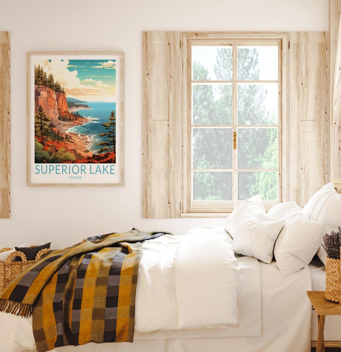Superior Lake Canada Red Cliffs Pine Forest Shoreline Travel Poster - Image 2