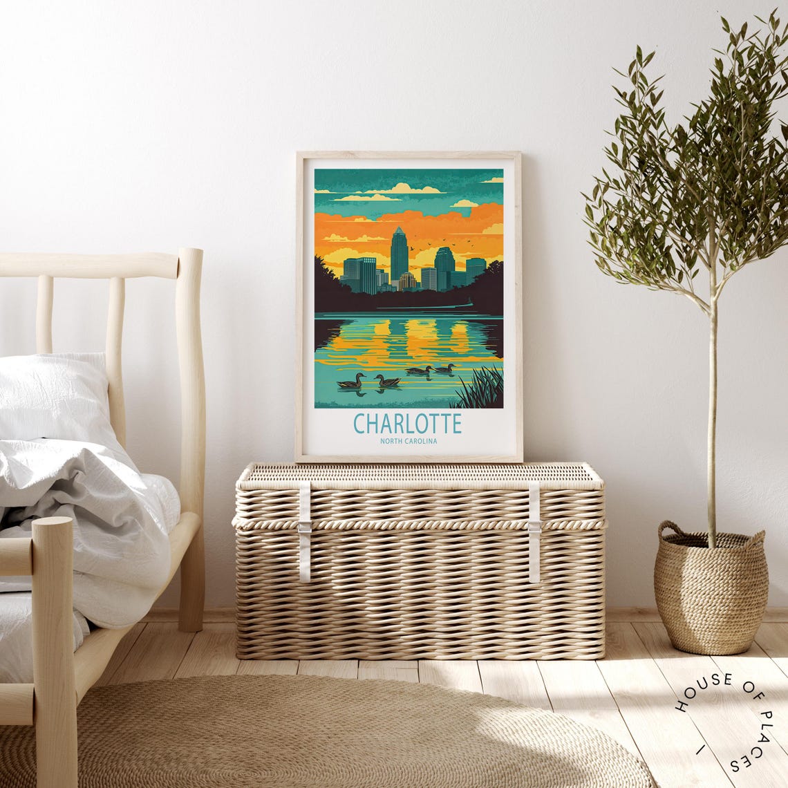 Charlotte North Carolina Poster Charlotte North Travel Wall Art Charlotte North Travel Print House Warming Gifts Travel Gifts - Image 2