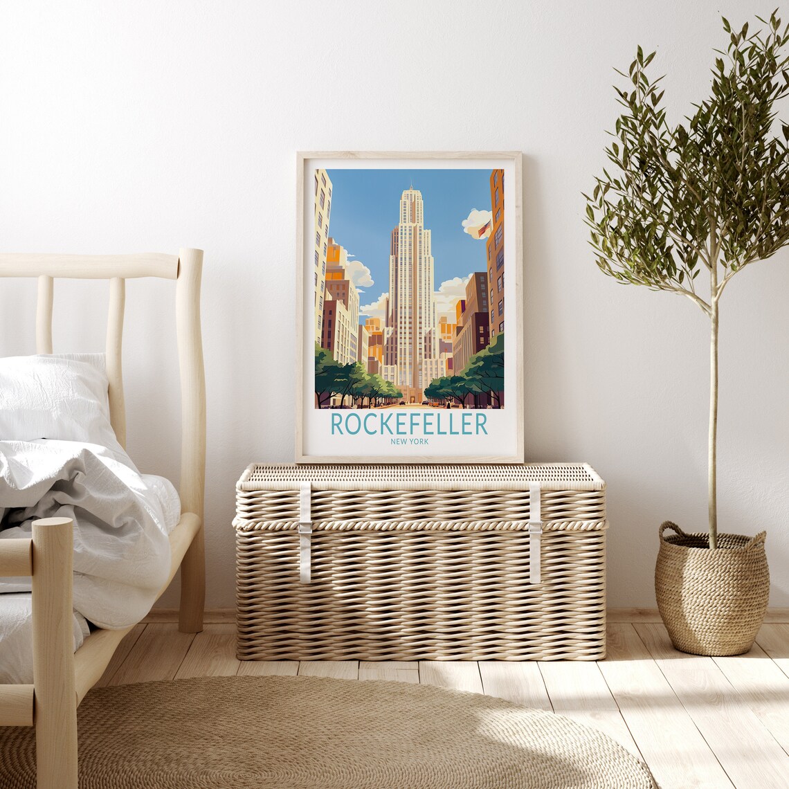 Rockefeller Center New York Vintage Illustrated Travel Poster - Image 3