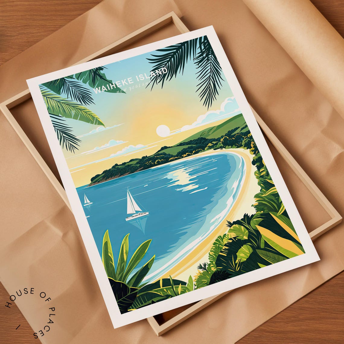 Waiheke Island Travel Poster Waiheke Island Coastal Wall Art New Zealand Travel Print City Personalaised Gifts Travel Gifts - Image 2