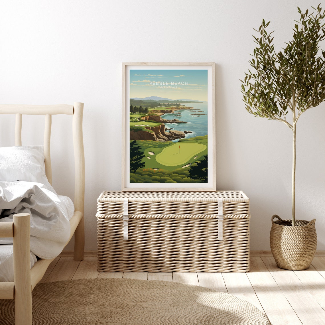 Pebble Beach California Golf Course Ocean Cliffs Travel Poster - Image 3