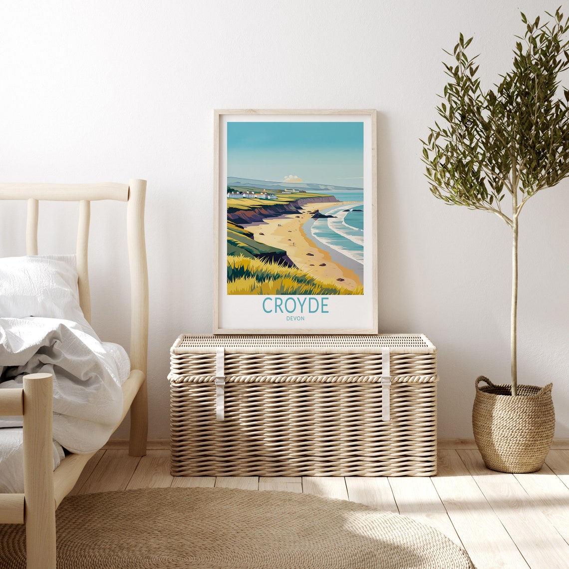 Croyde Devon Coastal Beach Golden Sand Sea Cliffs Travel Poster - Image 3