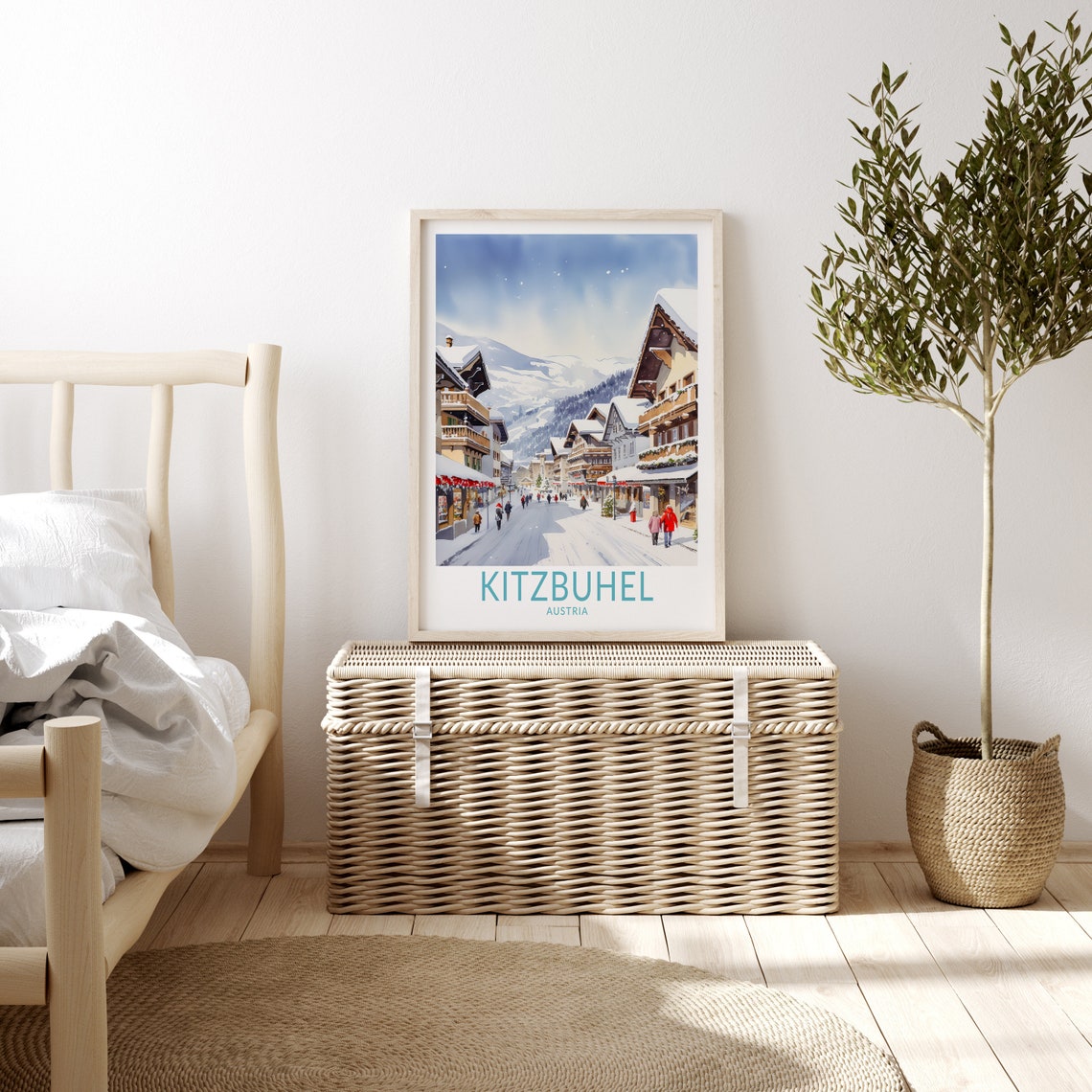 Kitzbuhel Austria Snowy Alpine Village Winter Travel Art Poster - Image 3