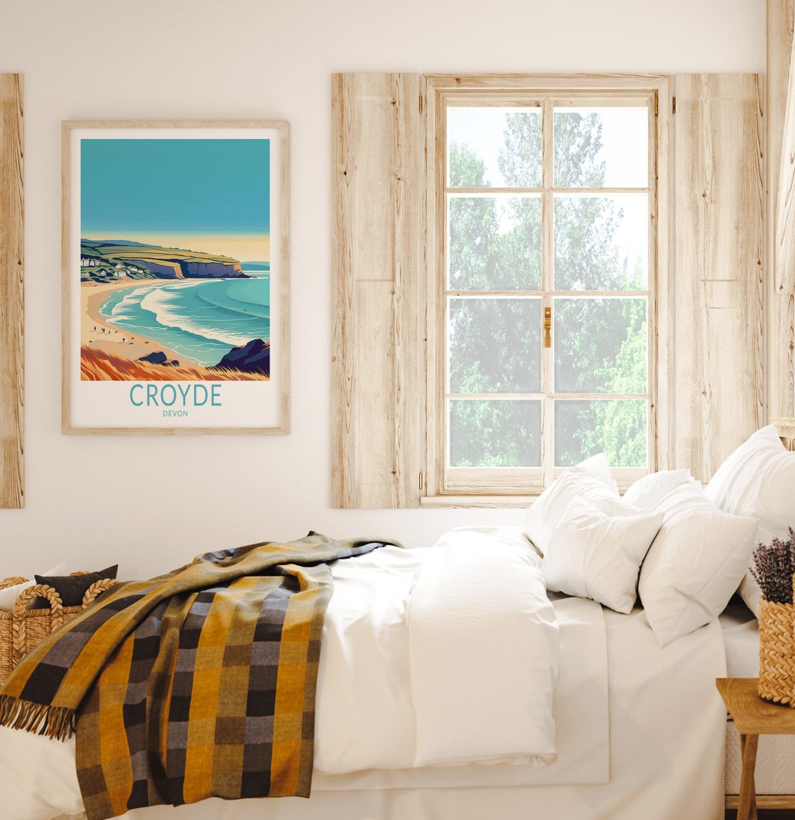 Croyde Devon Beach Cliffs Surf Coast England Travel Art Poster - Image 2