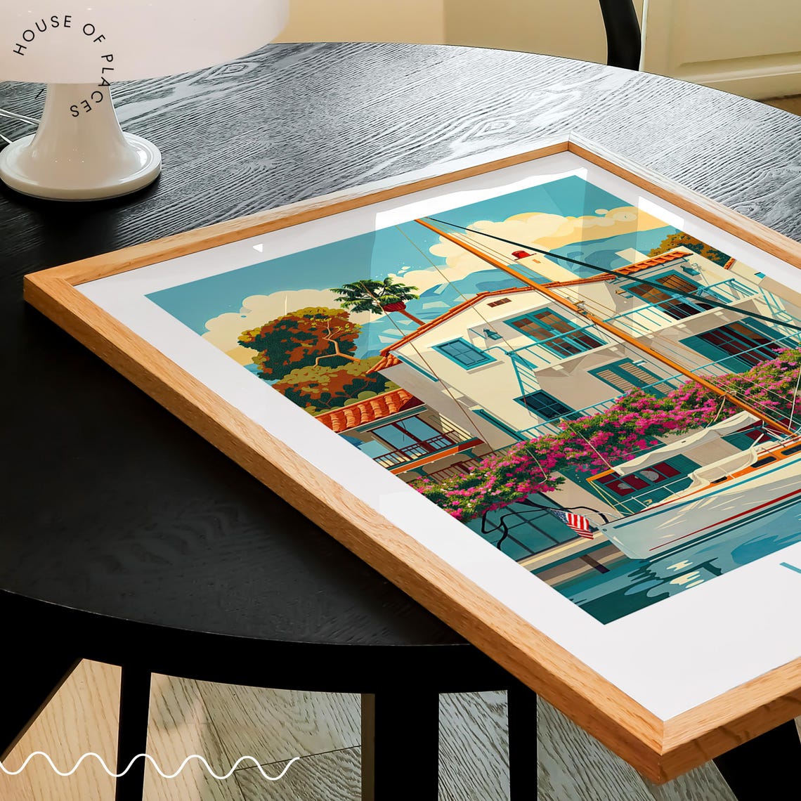 Venice California Waterfront Villa Sailboat Bloom Filled View Poster - Image 3
