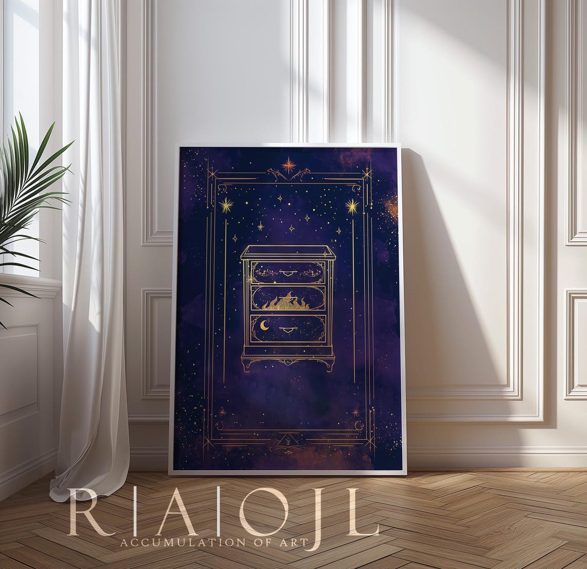 Velaris Golden Dresser On Starry Midnight Blue Cosmos Poster