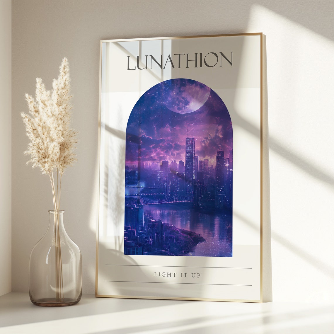 Lunathion Light It Up Violet Moon Cityscape Crescent City Poster - Image 3