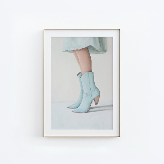 Coastal Cowgirl Boots Print Cowboy Boots Wall Art Minimalist Southern Wall Poster Vintage Western Cowgirl Art Cute Apartment Decor