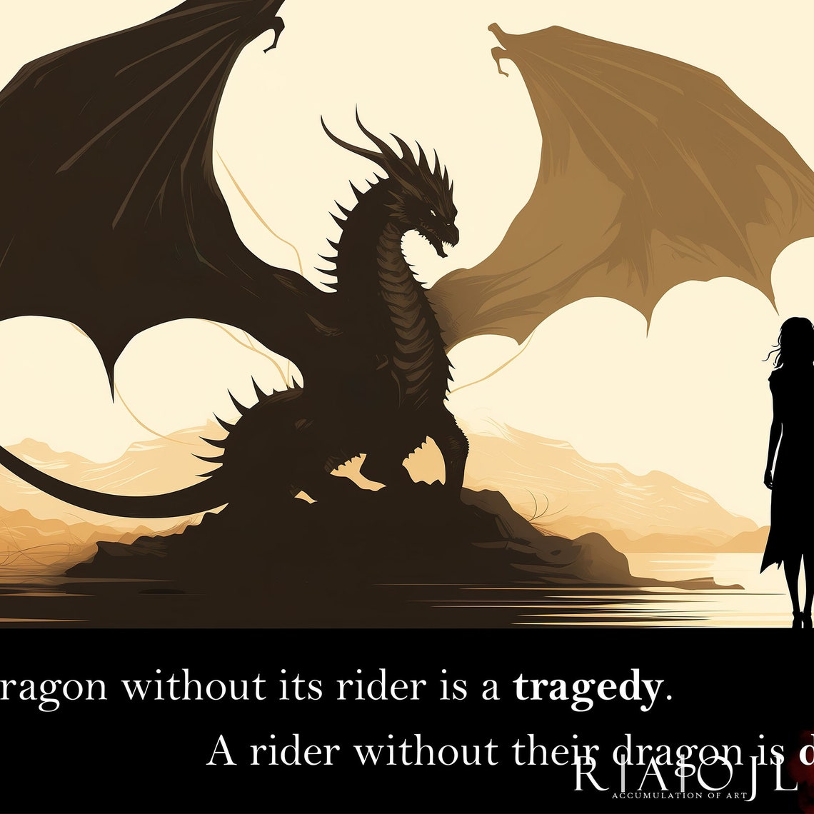 A Dragon Without Its Rider Is A Tragedy Golden Sunset Quote Poster - Image 4