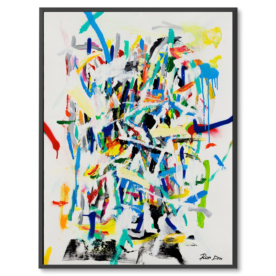 Colorful Paint Drips Chaos on White Large Modern Abstract Poster - Image 5