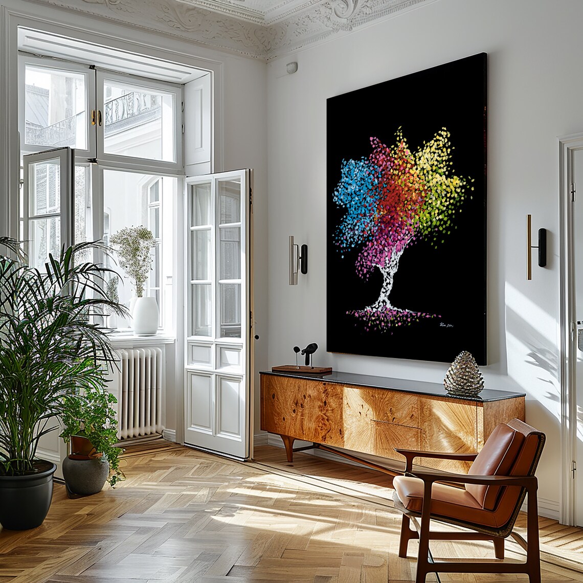 Tree Of Life Kabbalah Large Black Abstract Painting Tree Of Life Prints Extra Large Wall Art Tree Of Life Wall Art Above Bed Art Decor - Image 2