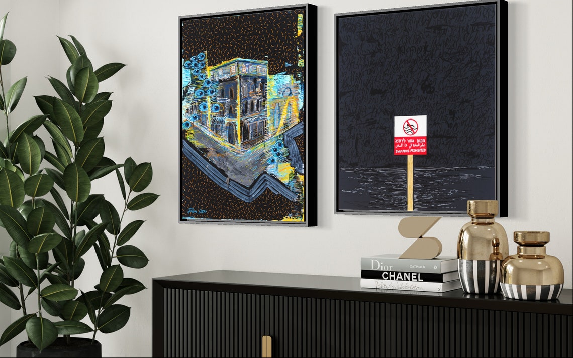 Swimming Prohibited Sign Dark Waters Night Conceptual Art Poster - Image 3