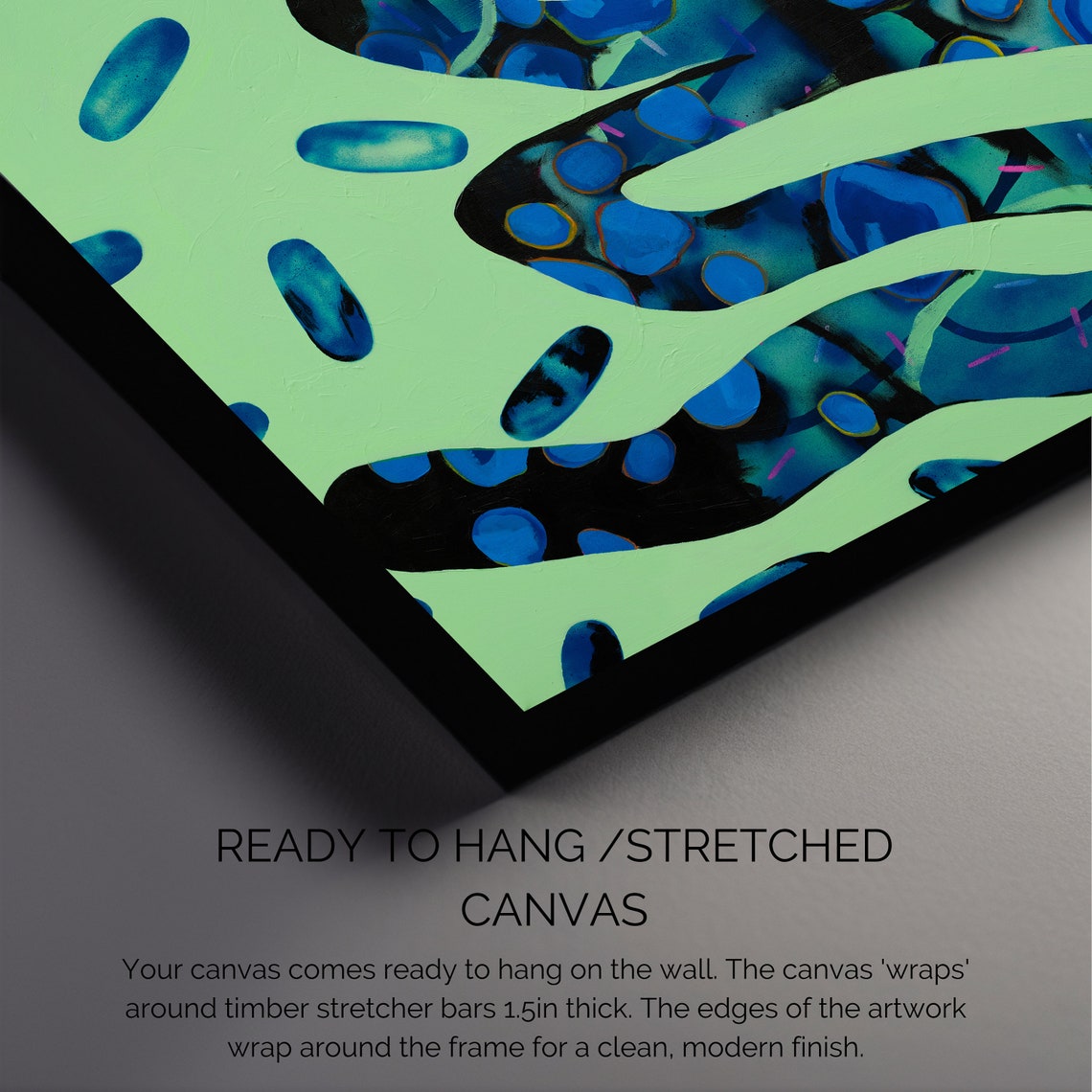 Neon Green Organic Shapes With Blue Ovals Bold Abstract Poster