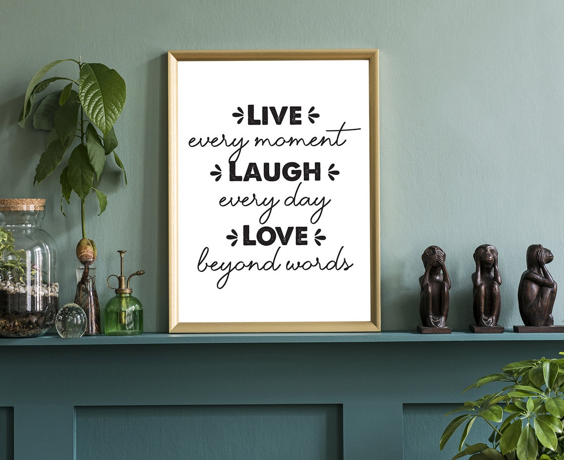 Live Every Moment Laugh Every Day Bold Typography Quote Wall Art - Image 3