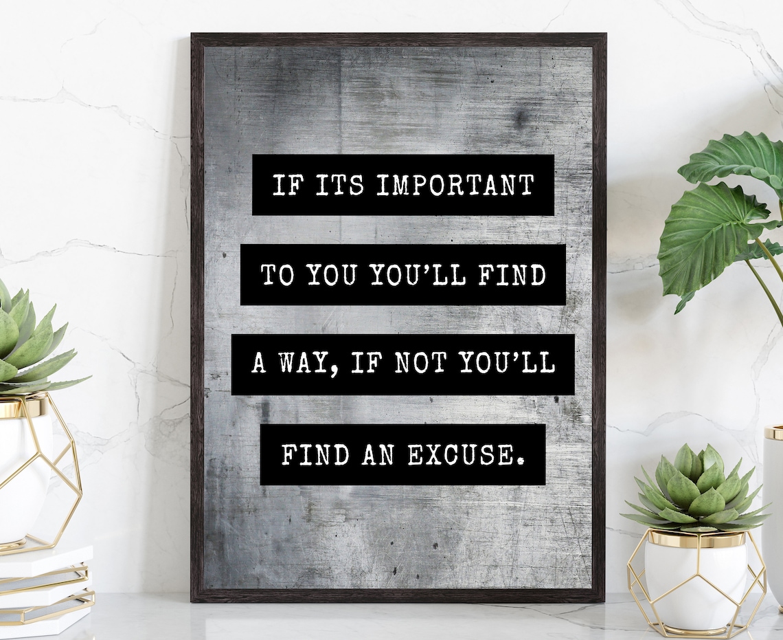 Fitness Quote Gym Find A Way No Excuses Motivational Wall Art