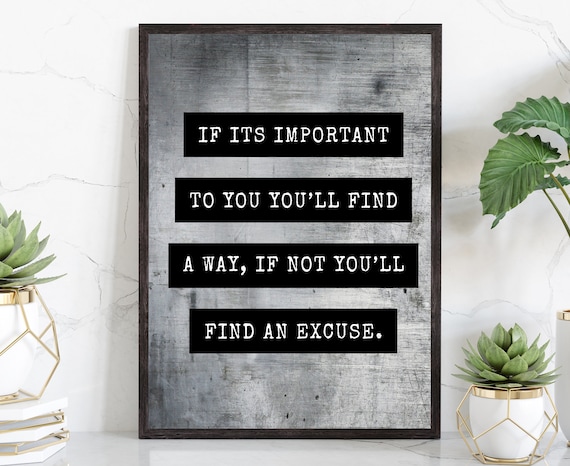 Fitness Quote Gym Find A Way No Excuses Motivational Wall Art