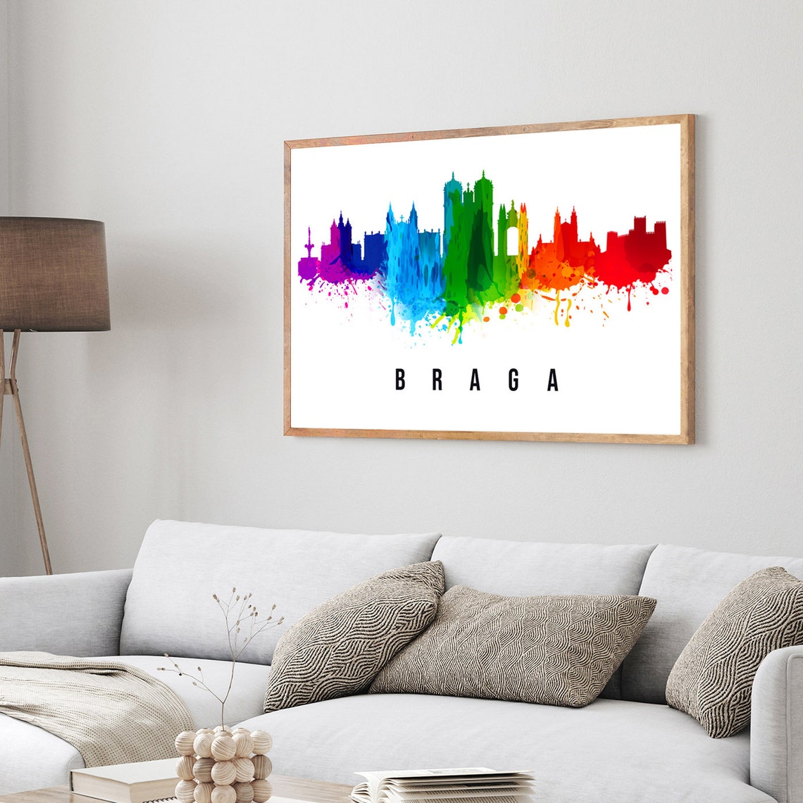 Braga Portugal Poster Skyline Poster Cityscape Poster Portugal Landmark City Illustration Poster Home Wall Art Office Wall Art - Image 3